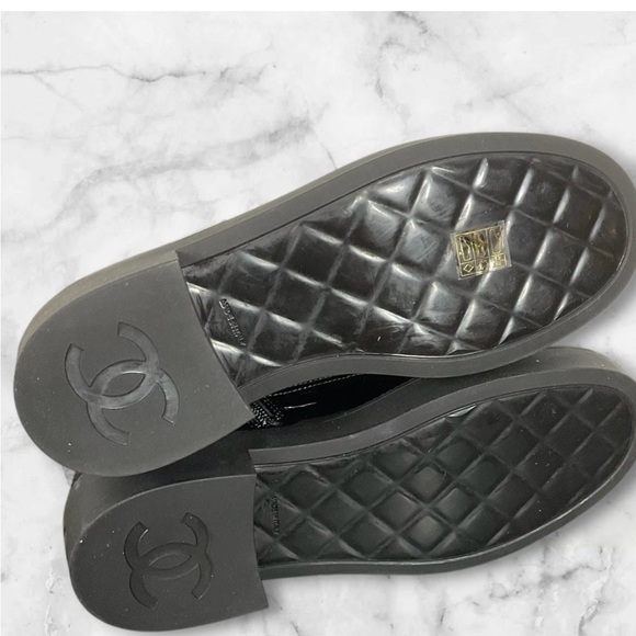 Chanel Nylon Suede Calfskin Black and Dark Green Combat Boots Size 40 - Picture 7 of 8